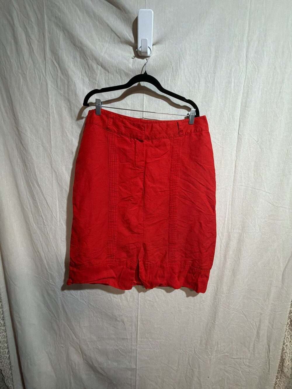 Ashley Stewart Women's Red Linen-Rayon Pencil Skirt Size 14W